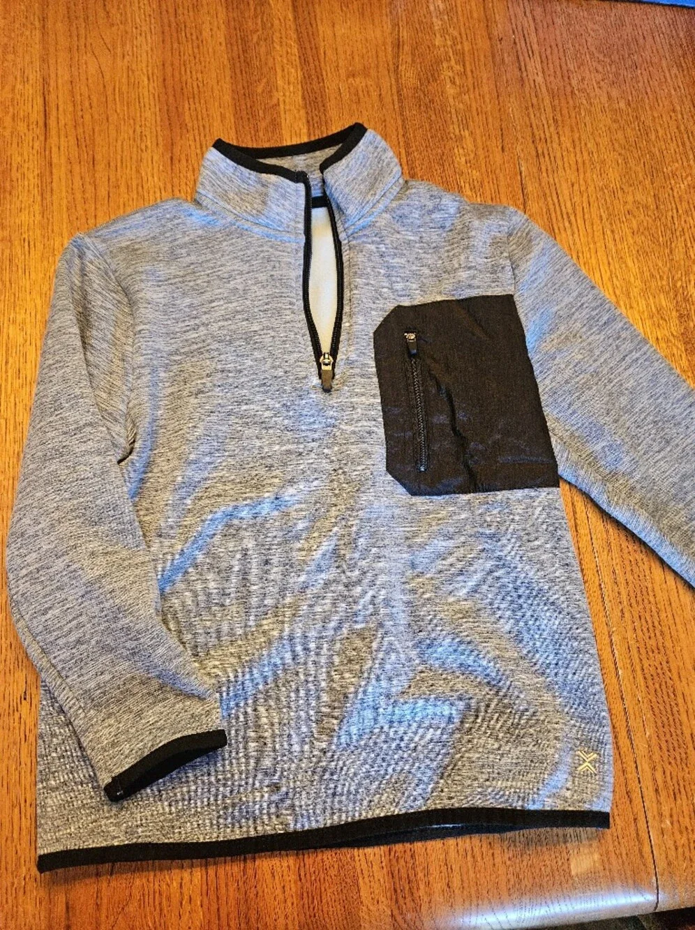 Xersion Gray Quarter-Zip Sweater with Black Chest Pocket